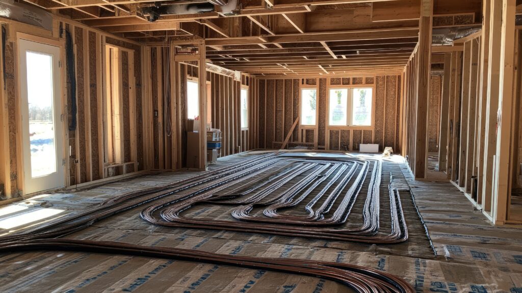 radient heat flooring during construction