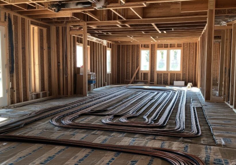 radient heat flooring during construction