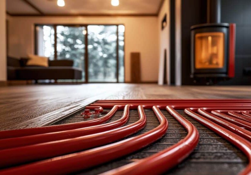 underfloor heating system installation in a modern house.