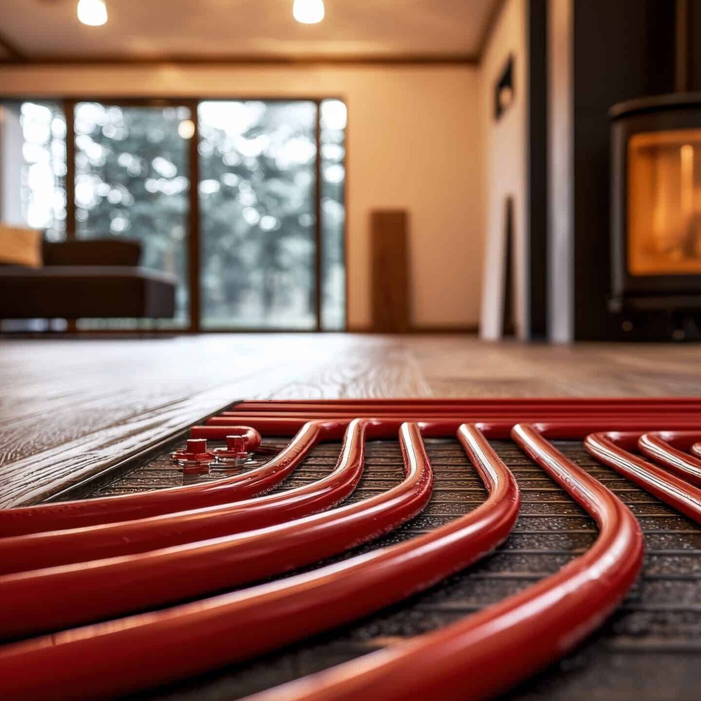underfloor heating system installation in a modern house.
